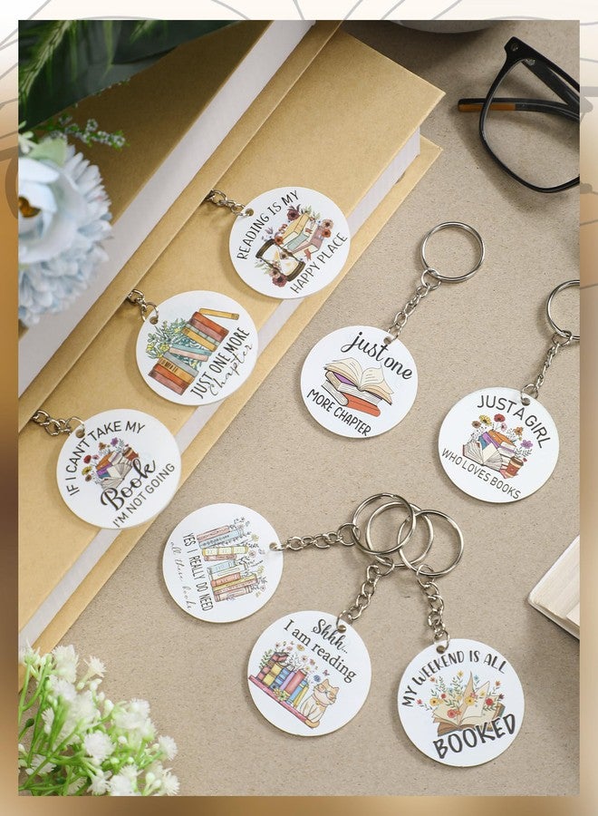 DoubleFill 24 Pcs Christmas Book Lover Gifts Book Club Acrylic Keychains for Books Lovers Librarian Bookish Group Club Gifts(Floral) - Image 5